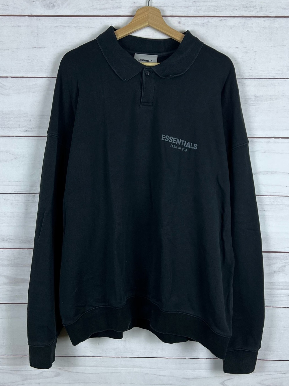 Essentials Fear Of God Collared Sweatshirt Polo Black Men Size XL Streetwear